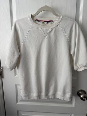 Boden Cream Short-Sleeve Pullover Sweatshirt